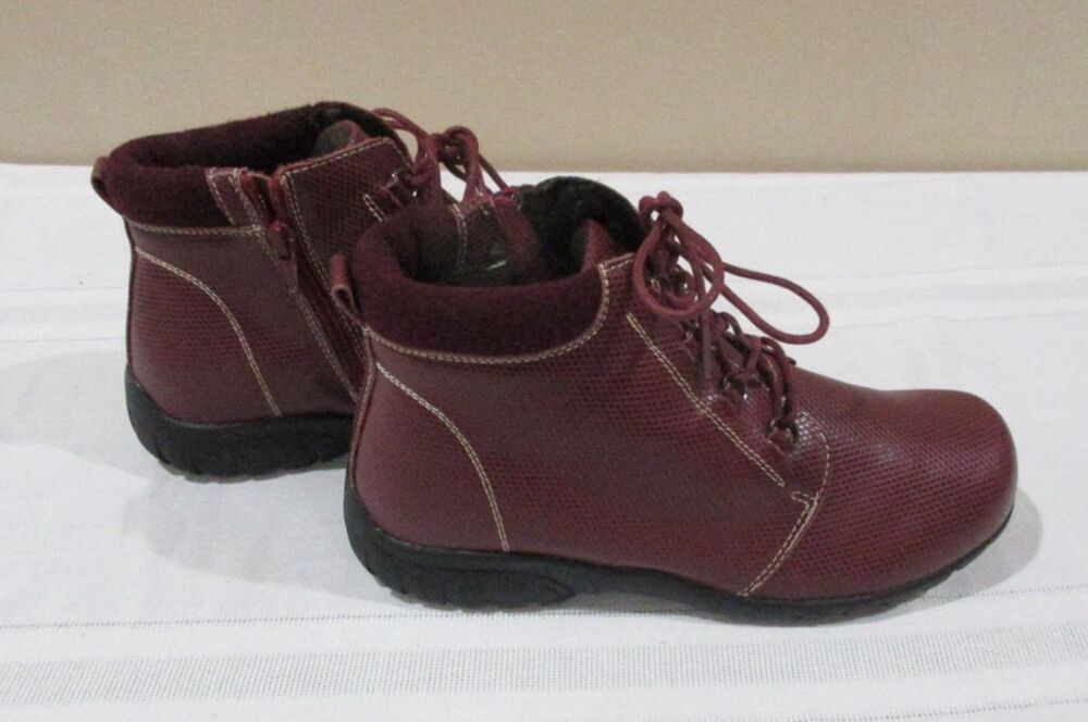 Propet Delaney Boots Women 6.5 X(2E) Burgundy Lace Up Comfort Ankle MSRP 55.00